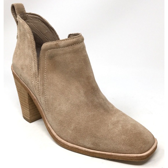 Jeffrey Campbell Rosalee Women's 8.5 Light Brown Suede Block Heel Ankle Bootie - Picture 1 of 7